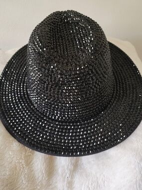 Encour Culture Black Diamond Studded Fedora Hat